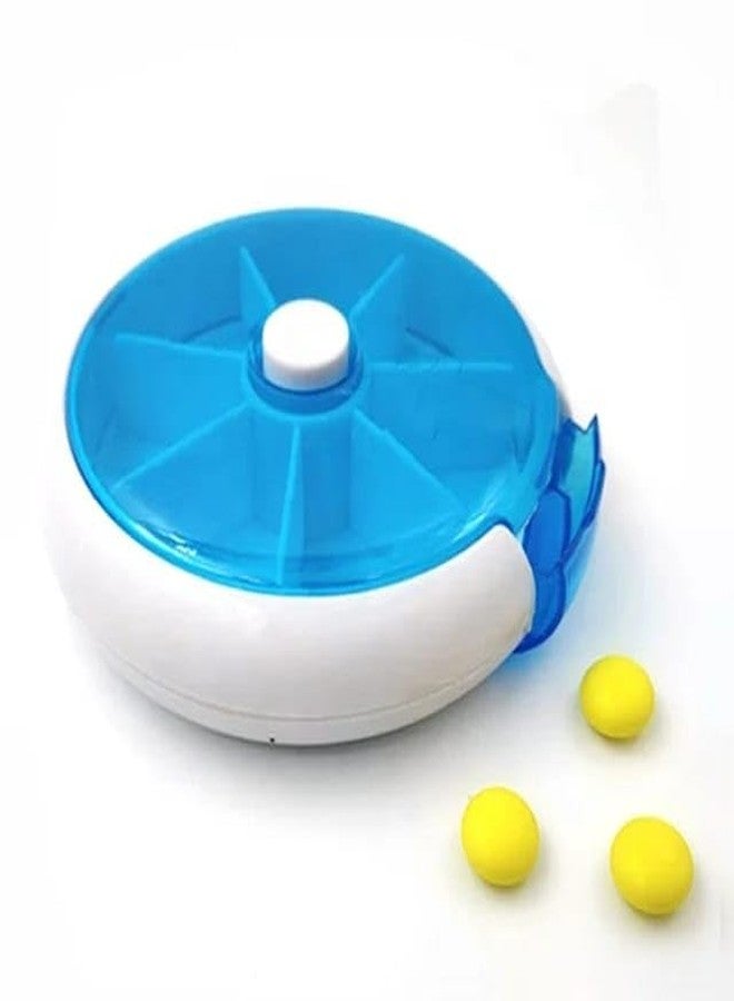 Cazuela Creative Round Seven-grid Rotating Pill Box, Portable For 7 Days, 7-grid Week Plastic Portable Pill Box (Multicolour) - Image 1